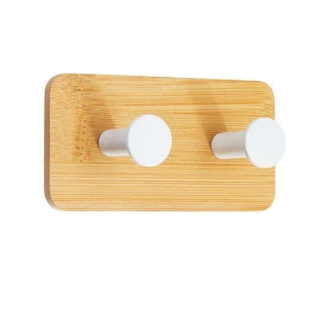 image-1Pcs Bamboo Wood Hook Wall Clothes Hanger Door Keychain Holder Sticky Hook Kitchen Gadgets for Home Bathroom Accessories Cozinha