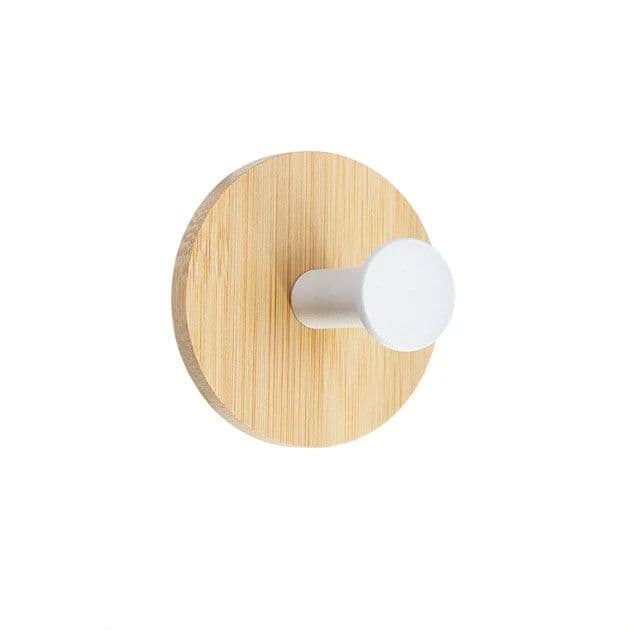 image-1Pcs Bamboo Wood Hook Wall Clothes Hanger Door Keychain Holder Sticky Hook Kitchen Gadgets for Home Bathroom Accessories Cozinha