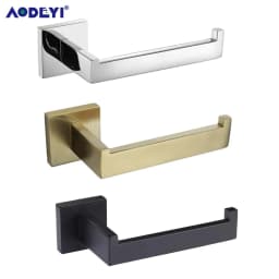 image-Matte Black Toilet Paper Holder Wall Mount Tissue Roll Hanger 304 Stainless Steel Bathroom Accessories Brushed Gold