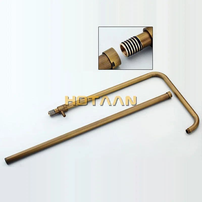 image-Luxury NEW Bathroom Surface Mount Brass Rainfall Shower Faucet Set Antique Brass with Handshower + Tub Spout + 8" shower head