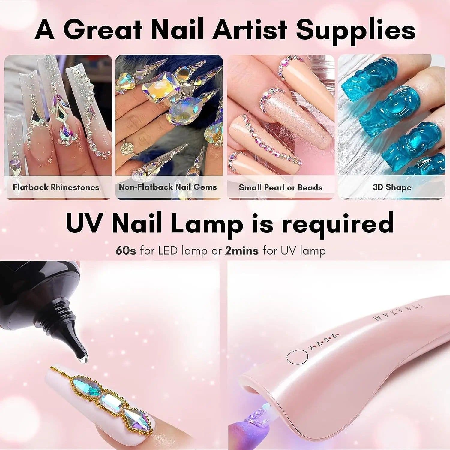 image-Makartt Nail Rhinestone Glue Gel for Nails, 30g Super Strong Adhesive Gel for Nail Gem, Jewels ,Glitter,Crystals Beads Diamonds