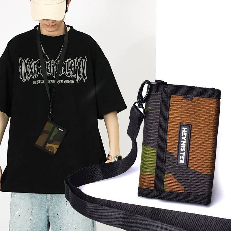 image-Men Women Tri-Fold Coin Purse Oxford Wallet For Shoulder Sling Wallets Fashion Slim Multifunctional Classic Portable Card Holder