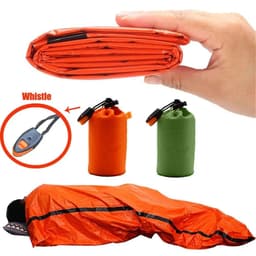 image-Portable Waterproof Emergency Survival Sleeping Bag Hiking Camping Gear Thermal Bivy Sack First Aid Rescue Kit Mylar Blanket