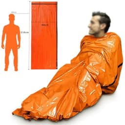 image-Portable Waterproof Emergency Survival Sleeping Bag Hiking Camping Gear Thermal Bivy Sack First Aid Rescue Kit Mylar Blanket