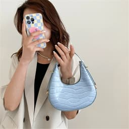 image-Fashionable Stone Pattern Shoulder Bag Women'S Small Handle Underarm Bag Clutch Luxury Women'S Handbag With Wallet