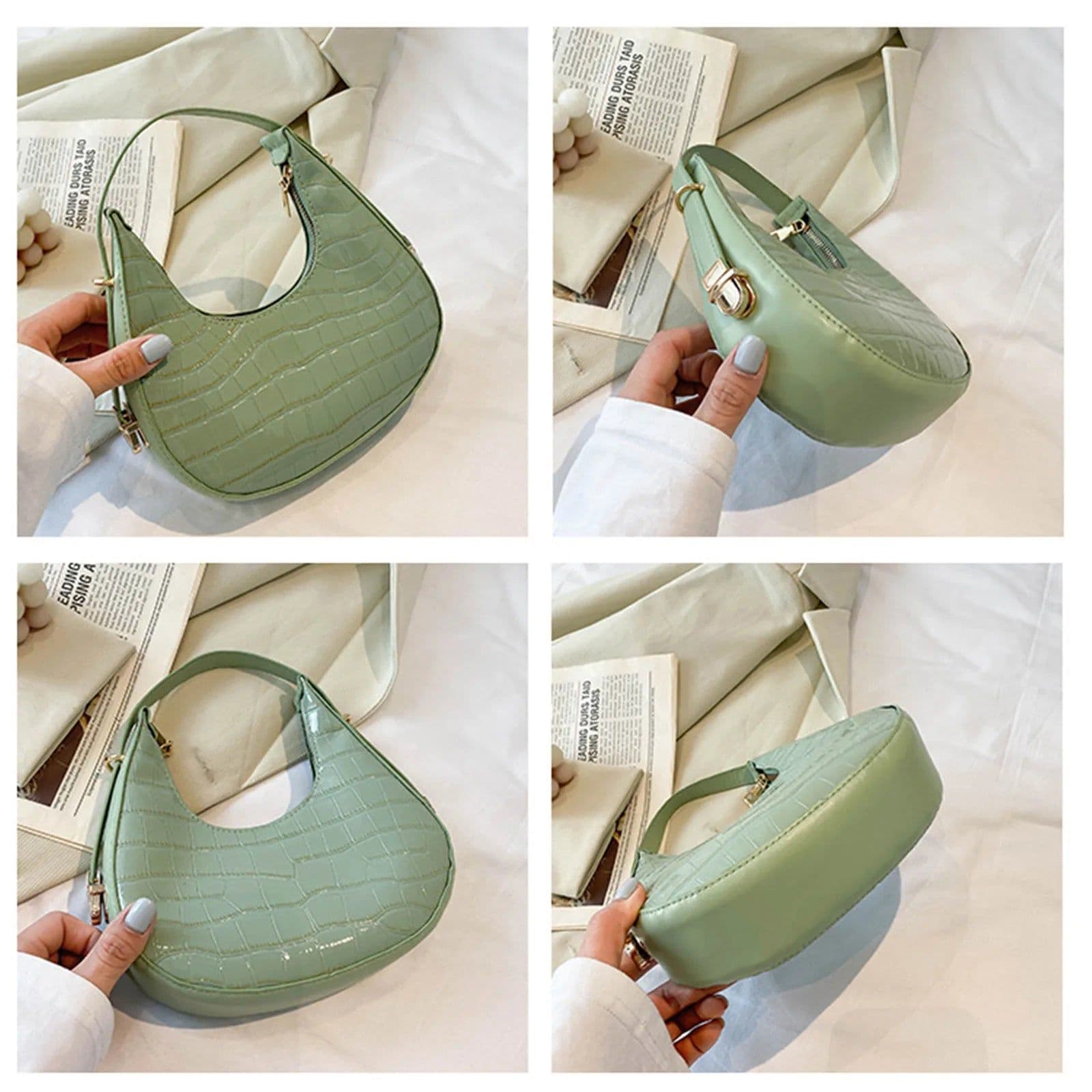 image-Fashionable Stone Pattern Shoulder Bag Women'S Small Handle Underarm Bag Clutch Luxury Women'S Handbag With Wallet