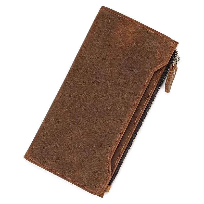 image-Genuine leather cash wallets vintage leather purse men women clip purse wallet luxury brand designer long wallet for male female