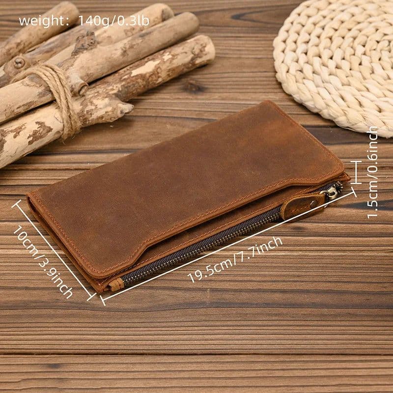 image-Genuine leather cash wallets vintage leather purse men women clip purse wallet luxury brand designer long wallet for male female
