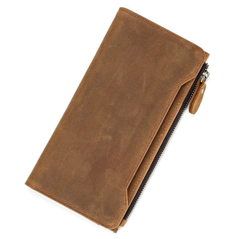 image-Genuine leather cash wallets vintage leather purse men women clip purse wallet luxury brand designer long wallet for male female