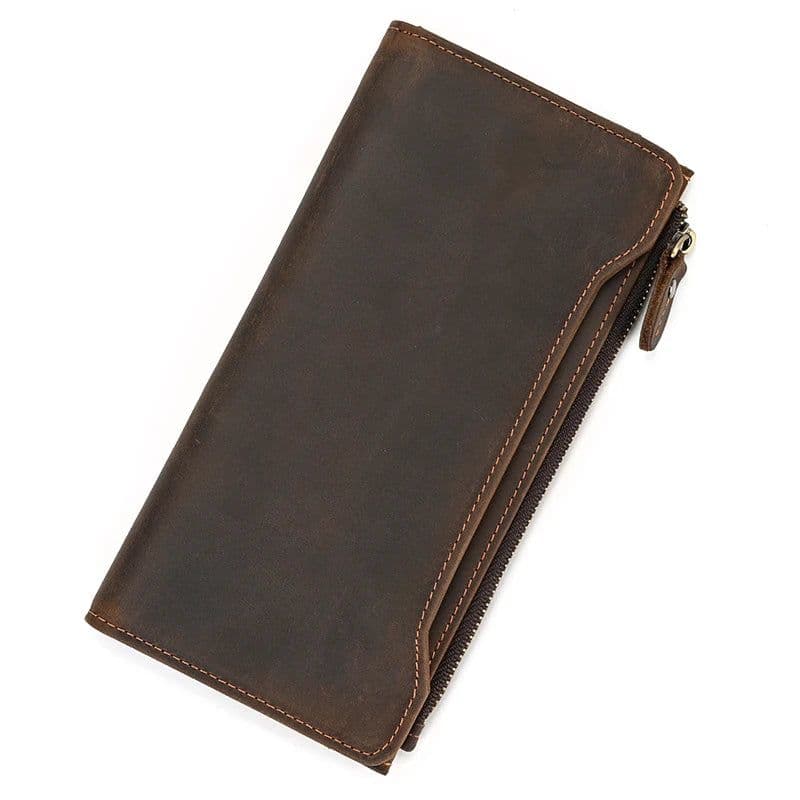 image-Genuine leather cash wallets vintage leather purse men women clip purse wallet luxury brand designer long wallet for male female