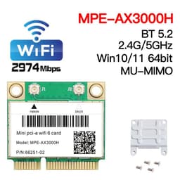 image-Wifi 6 Dual Band 3000Mbps MPE-AX3000H Wireless Half Mini PCI-E Wifi Card Bluetooth 5.0 802.11ax/ac 2.4Ghz 5Ghz Adapter Laptop