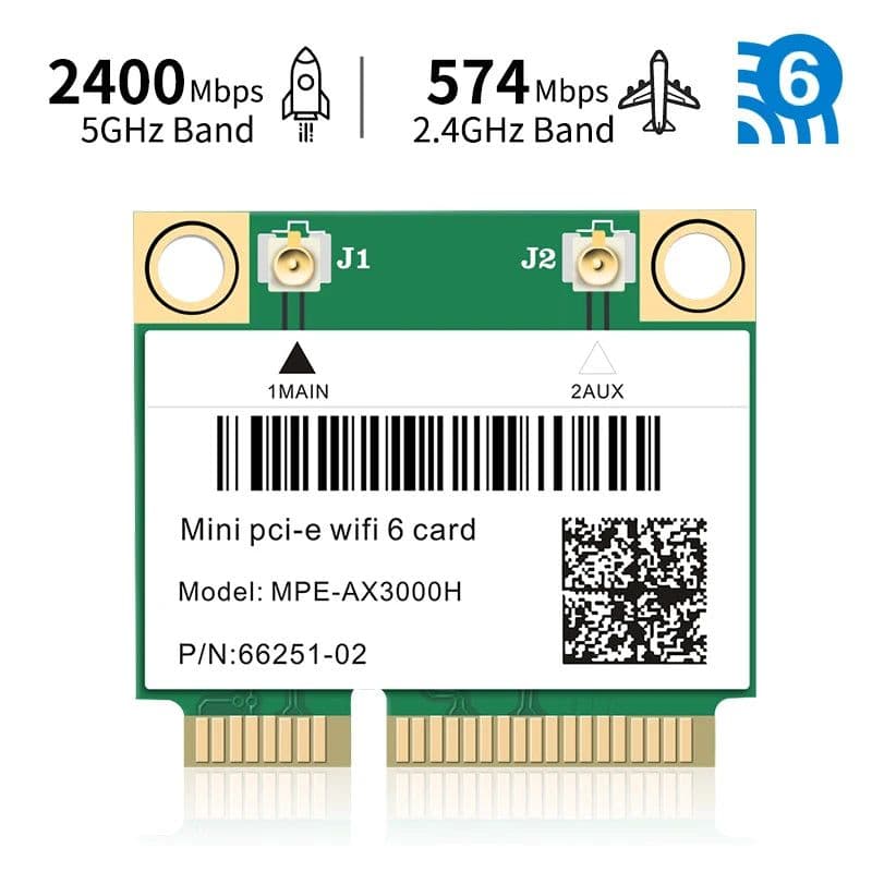 image-Wifi 6 Dual Band 3000Mbps MPE-AX3000H Wireless Half Mini PCI-E Wifi Card Bluetooth 5.0 802.11ax/ac 2.4Ghz 5Ghz Adapter Laptop