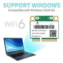 image-Wifi 6 Dual Band 3000Mbps MPE-AX3000H Wireless Half Mini PCI-E Wifi Card Bluetooth 5.0 802.11ax/ac 2.4Ghz 5Ghz Adapter Laptop