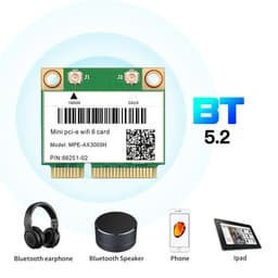 image-Wifi 6 Dual Band 3000Mbps MPE-AX3000H Wireless Half Mini PCI-E Wifi Card Bluetooth 5.0 802.11ax/ac 2.4Ghz 5Ghz Adapter Laptop