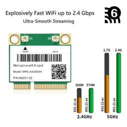 image-Wifi 6 Dual Band 3000Mbps MPE-AX3000H Wireless Half Mini PCI-E Wifi Card Bluetooth 5.0 802.11ax/ac 2.4Ghz 5Ghz Adapter Laptop