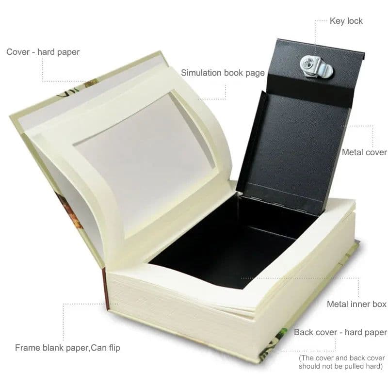 image-Home Book Safe Key Lock Type High Quality Secret Book Hidden Safe Safe Metal Steel Simulation Classic Books Money Box Coin Bank