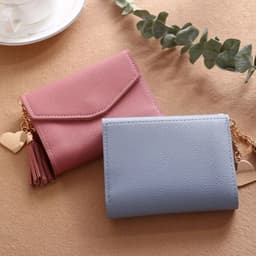 image-Short Tassel Wallet Women Purse Female Mini Wallets New 2024 Students Lovely Purse Fashion Girl Lady Small Wallet