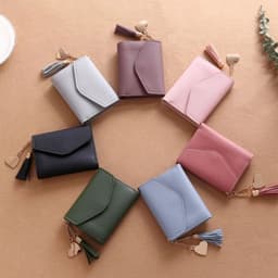 image-Short Tassel Wallet Women Purse Female Mini Wallets New 2024 Students Lovely Purse Fashion Girl Lady Small Wallet