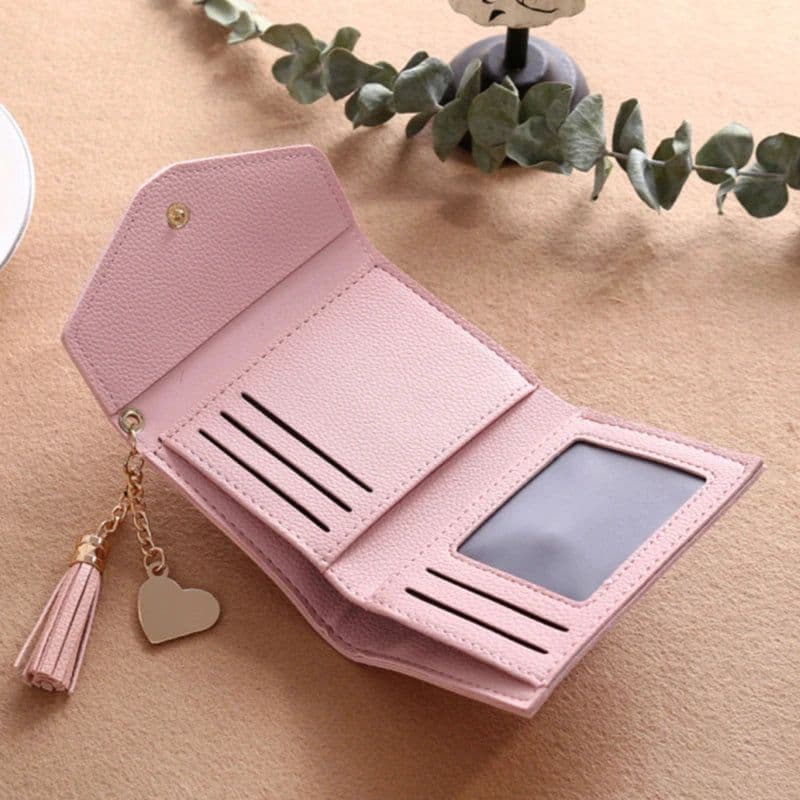 image-Short Tassel Wallet Women Purse Female Mini Wallets New 2024 Students Lovely Purse Fashion Girl Lady Small Wallet