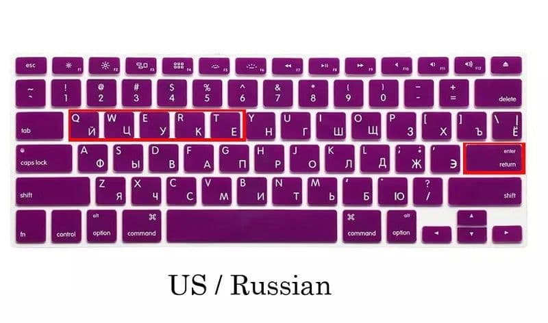 image-EU US Russian Language Keyboard Skin for Macbook Air 13 Russian Keyboard Cover A1466 Waterproof Keyboard Film Protector