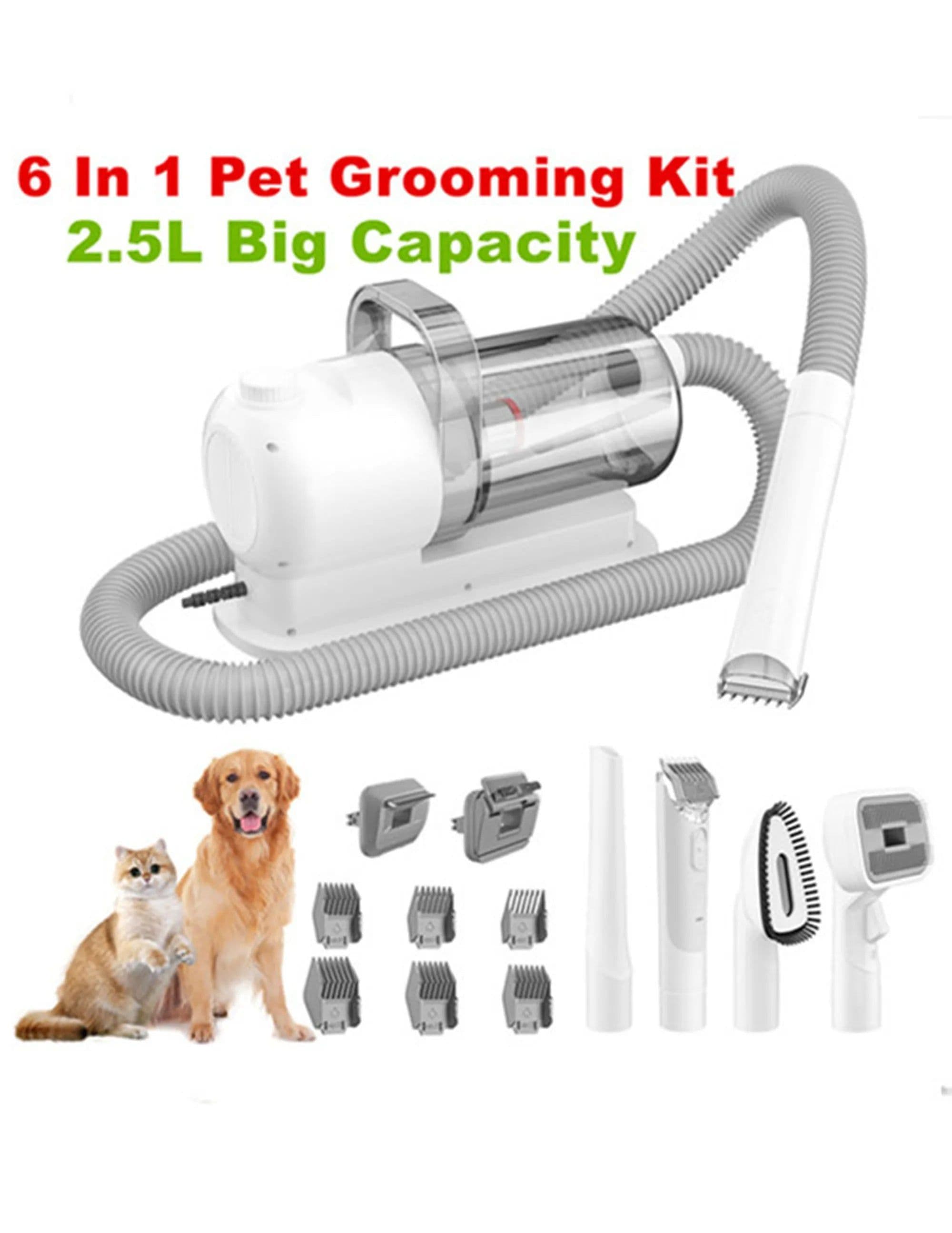 image-6 In 1 Pet Grooming Vacuum Kit Dog Grooming Clippers Pet Hair Remover With Power 2.5L Large Suction & Low Noise Pet Hair Kits