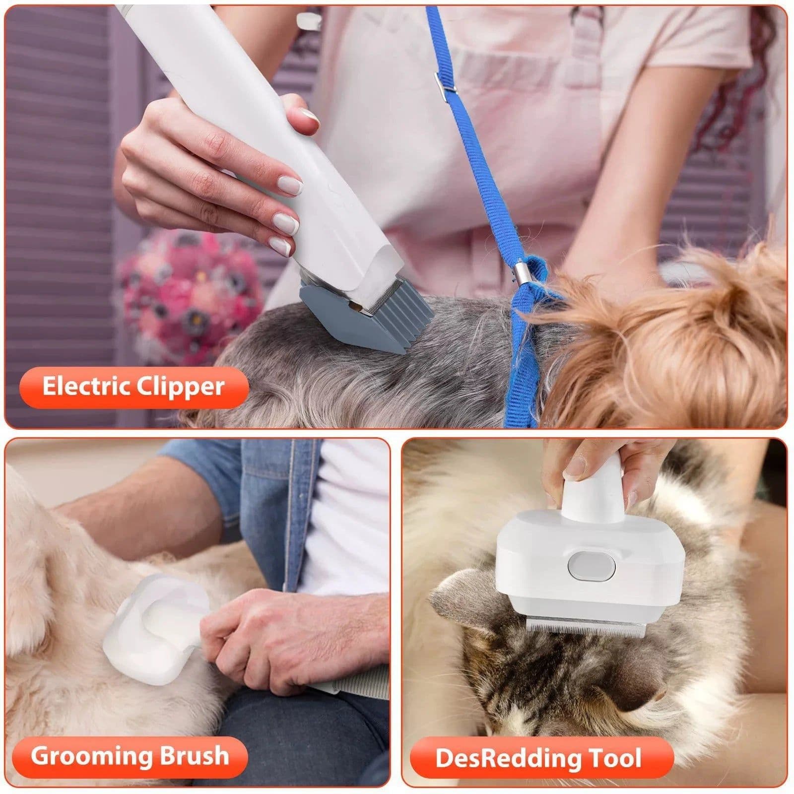 image-6 In 1 Pet Grooming Vacuum Kit Dog Grooming Clippers Pet Hair Remover With Power 2.5L Large Suction & Low Noise Pet Hair Kits