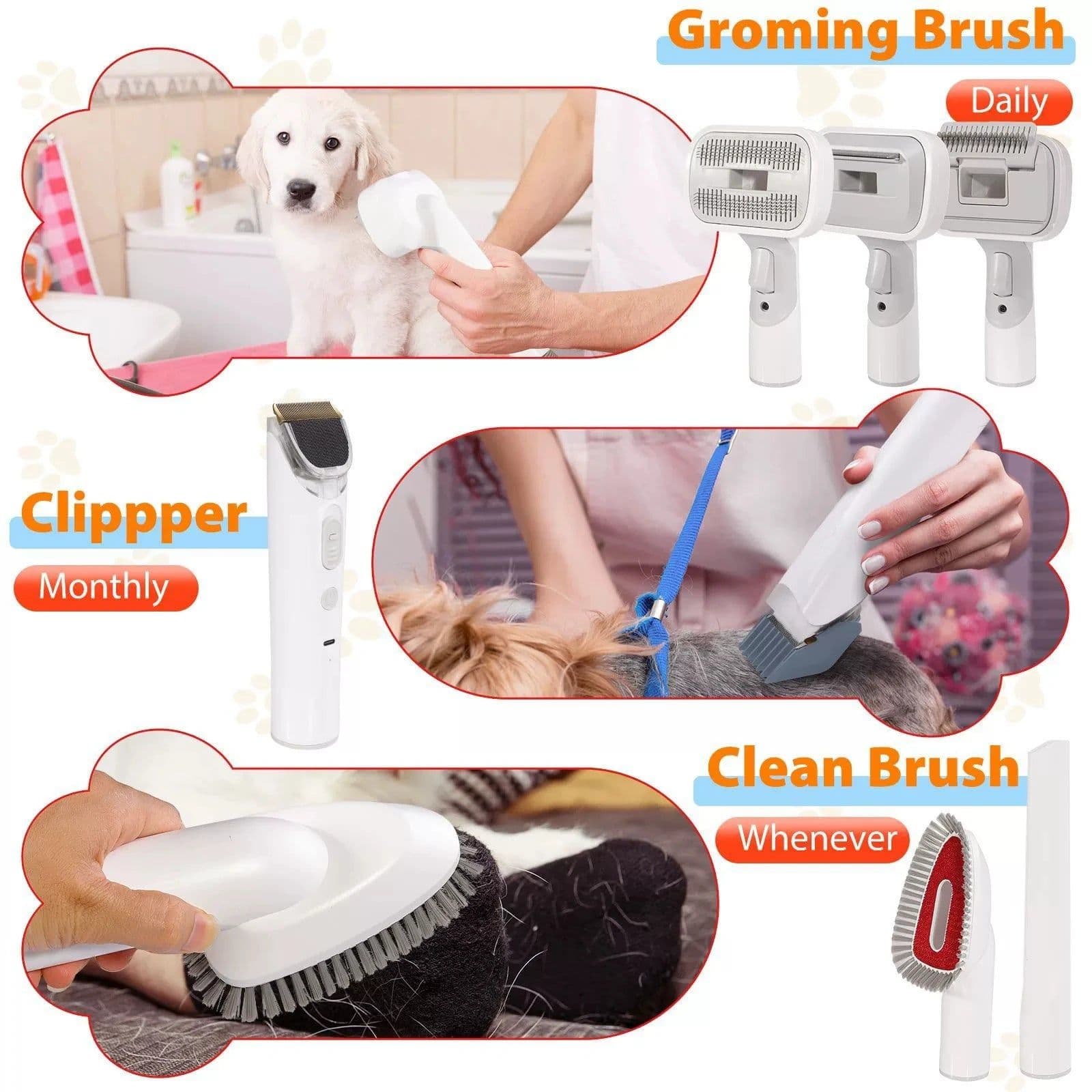 image-6 In 1 Pet Grooming Vacuum Kit Dog Grooming Clippers Pet Hair Remover With Power 2.5L Large Suction & Low Noise Pet Hair Kits