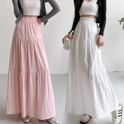image-Women Sweet Cake Skirt Summer Trend High Waist Pleated Skirt Casual Elegant All-Match Solid A-line Big Swing Double Layer Skirt