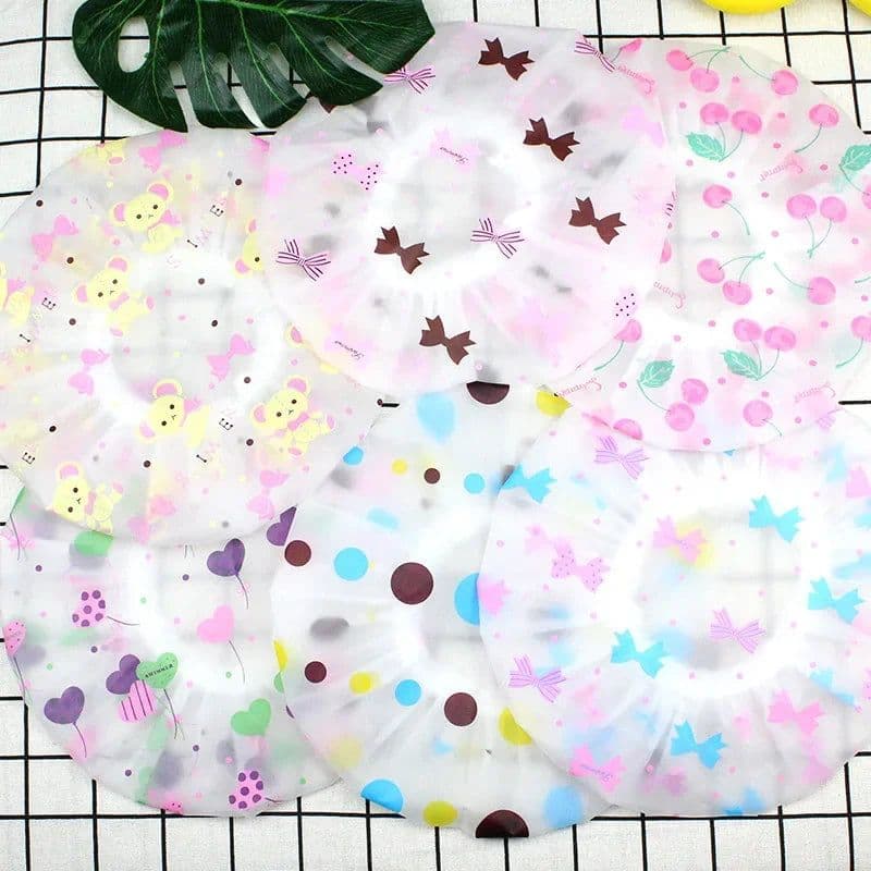 image-Hot Selling Waterproof Shower Cap Thickened Elastic Shower Cap Shower Cap Ladies Spa Bath Accessories Hair Salon Bathroom Produc