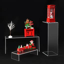 image-Clear Acrylic Display Riser Stand Jewelry Display Shelf Cupcake Stand Showcase Fixtures for Candy Dessert Figures Collections
