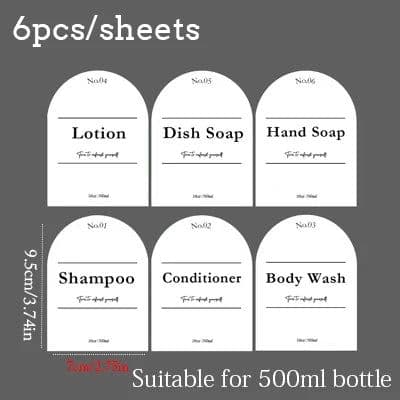 image-300/500ml Bathroom Soap Dispenser Bottle Shampoo Shower Gel Bottle Press Type Refillable Empty Glossy Bottle Waterproof Labels