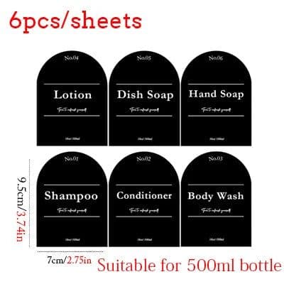 image-300/500ml Bathroom Soap Dispenser Bottle Shampoo Shower Gel Bottle Press Type Refillable Empty Glossy Bottle Waterproof Labels