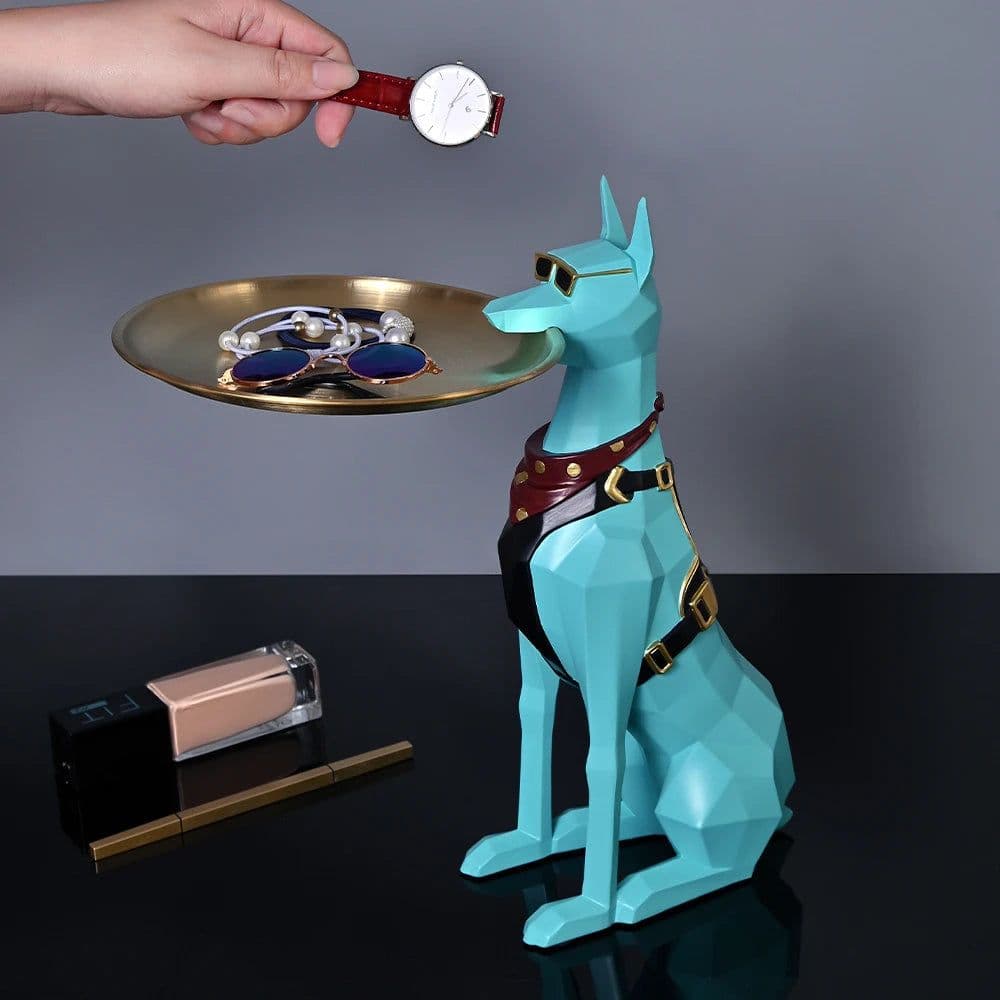image-Design Tray dog Statue Butler Tray for Key Box Home Ornaments Animal Figurines Office Decoration Resin dog Sculpture decor Rooms