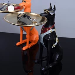 image-Design Tray dog Statue Butler Tray for Key Box Home Ornaments Animal Figurines Office Decoration Resin dog Sculpture decor Rooms