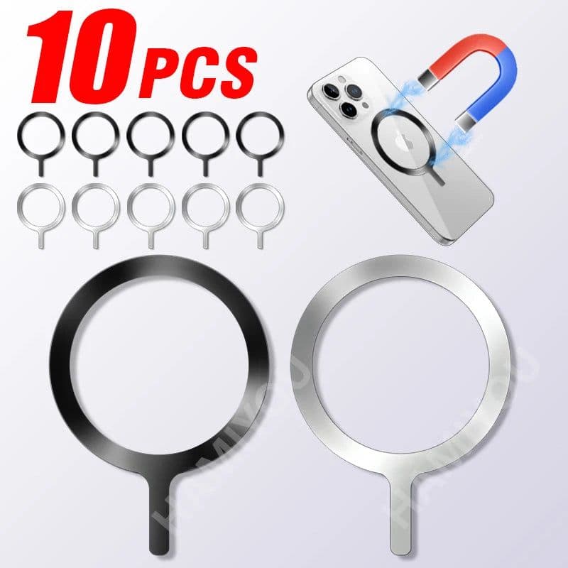 image-10-1PCS Stainless Steel Magnetic Metal Plate Ring For Magsafe Wireless Charger Iron Sheet Sticker Magnet Car Phone Holder