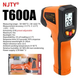 image-NJTY Digital Infrared Thermometer -50~600℃ Laser termometro Pyrometer Gun Non-Contact Laser Temperature Meter gauge Tools