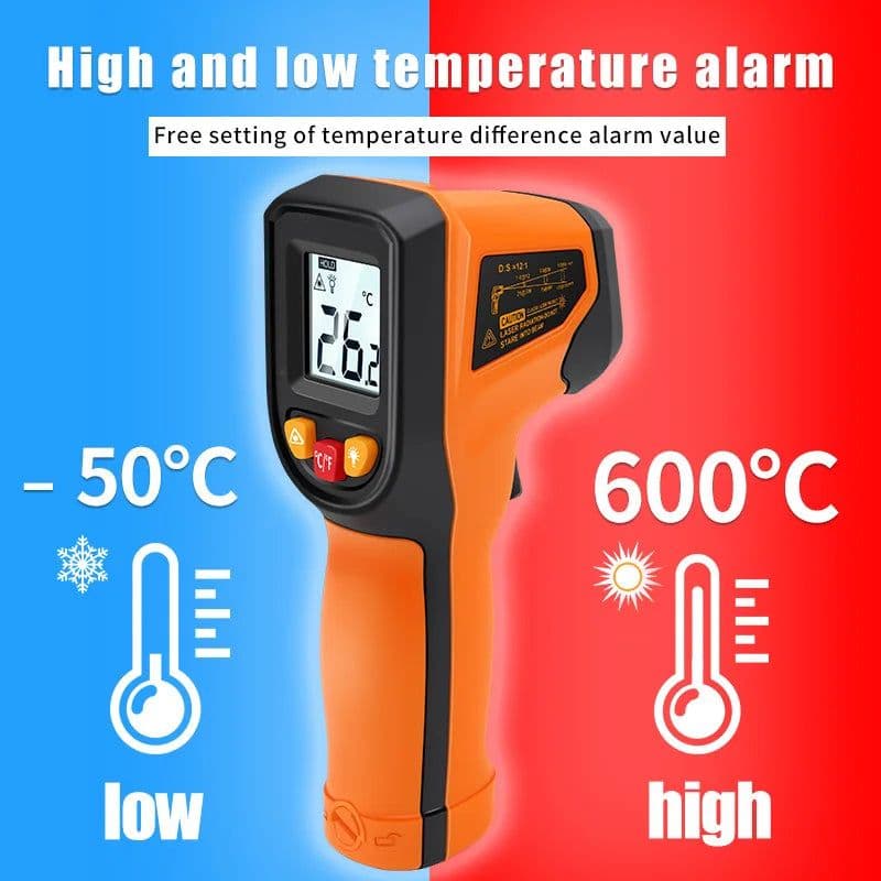 image-NJTY Digital Infrared Thermometer -50~600℃ Laser termometro Pyrometer Gun Non-Contact Laser Temperature Meter gauge Tools