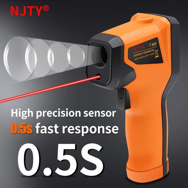 image-NJTY Digital Infrared Thermometer -50~600℃ Laser termometro Pyrometer Gun Non-Contact Laser Temperature Meter gauge Tools