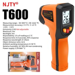 image-NJTY Digital Infrared Thermometer -50~600℃ Laser termometro Pyrometer Gun Non-Contact Laser Temperature Meter gauge Tools