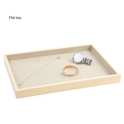 image-Unique-Beige Velvet Necklace Ring Earring Holder Newly Wooden Jewelry Tray Series Jewelry Disply Jewellery Organizer Box