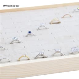 image-Unique-Beige Velvet Necklace Ring Earring Holder Newly Wooden Jewelry Tray Series Jewelry Disply Jewellery Organizer Box