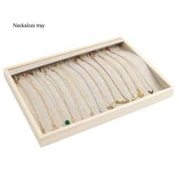 image-Unique-Beige Velvet Necklace Ring Earring Holder Newly Wooden Jewelry Tray Series Jewelry Disply Jewellery Organizer Box