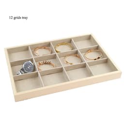 image-Unique-Beige Velvet Necklace Ring Earring Holder Newly Wooden Jewelry Tray Series Jewelry Disply Jewellery Organizer Box