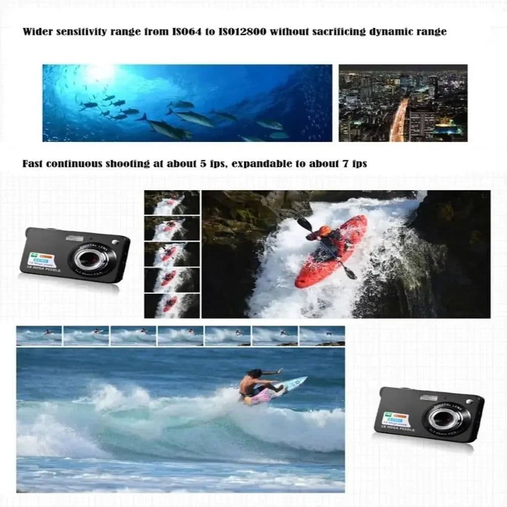 image-18 Mega Pixels LCD Rechargeable HD Digital Camera CCD Video Camera Outdoor Anti-Shake Support Sd Card Camcorder Photography