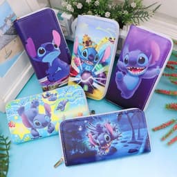 image-New Disney Women Wallet Stitch Cartoons Long PU Coin Purse Bag for Phone Card Holder Cute Printing Fashion Money Clip Clutch Bag