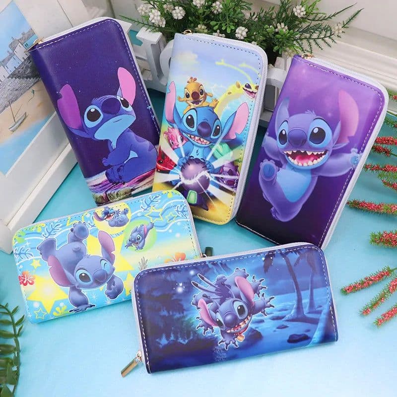 image-New Disney Women Wallet Stitch Cartoons Long PU Coin Purse Bag for Phone Card Holder Cute Printing Fashion Money Clip Clutch Bag
