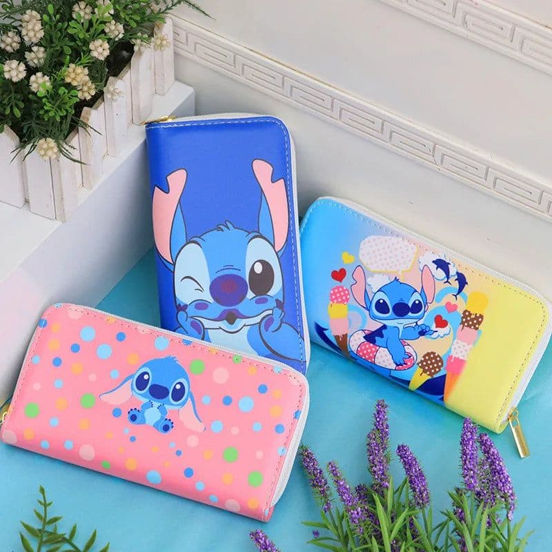 image-New Disney Women Wallet Stitch Cartoons Long PU Coin Purse Bag for Phone Card Holder Cute Printing Fashion Money Clip Clutch Bag