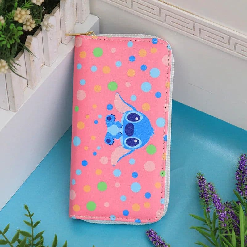 image-New Disney Women Wallet Stitch Cartoons Long PU Coin Purse Bag for Phone Card Holder Cute Printing Fashion Money Clip Clutch Bag