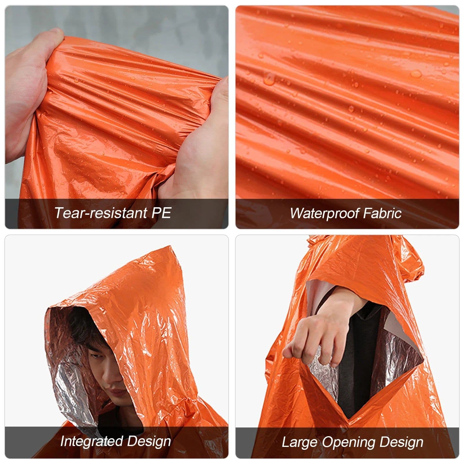 image-4/8pcs Emergency Rain Poncho Thermal Blanket Poncho Weather Proof Outdoor Survival Camping Gear Survival Gadgets