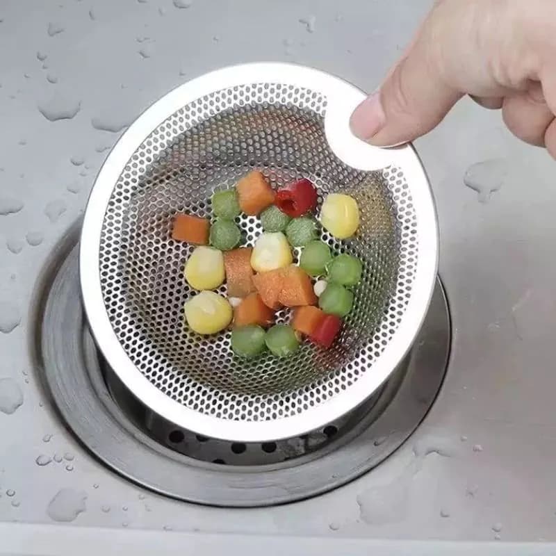 image-Stainless Steel Trap Kitchen Sink Filter Drain Hole Filter Bathtub Hair Catcher Stopper Shower Leak Net Home Strainer Drains